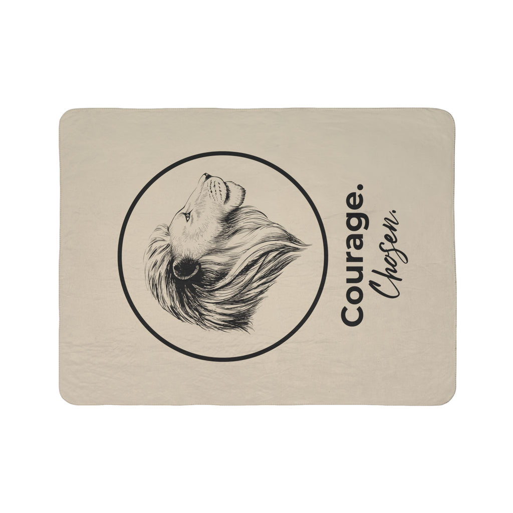 Courage. Chosen. Lion Sherpa Fleece Throw