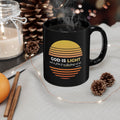 “God Is Light” Christian Coffee Mug – 1 John 1:5 Bible Verse Mug – Retro Sunset Faith Mug (11oz / 15oz)