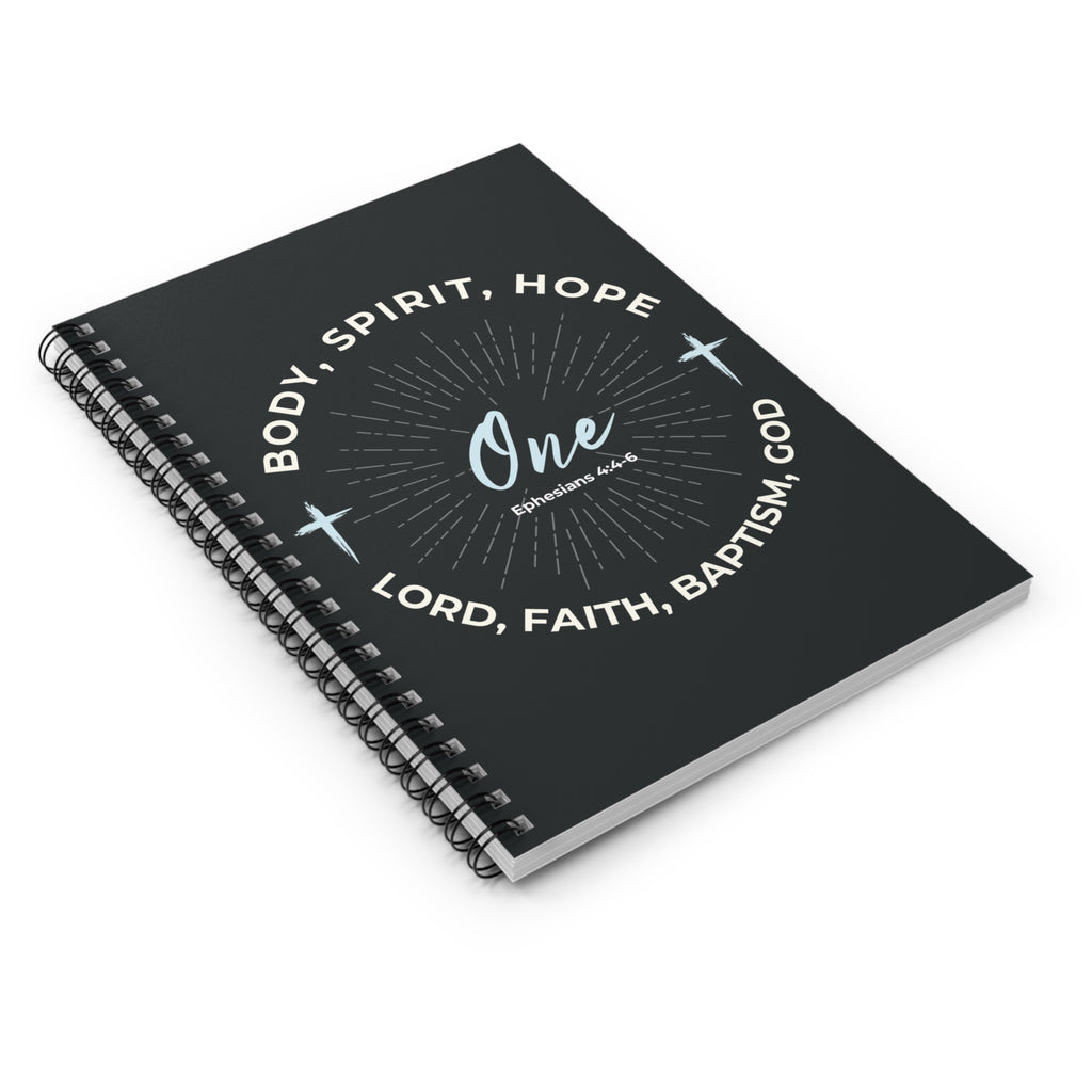 “One" Unity Spiral Notebook –  Ephesians 4:4–6 Christian Bible Verse Journal – Faith Notes