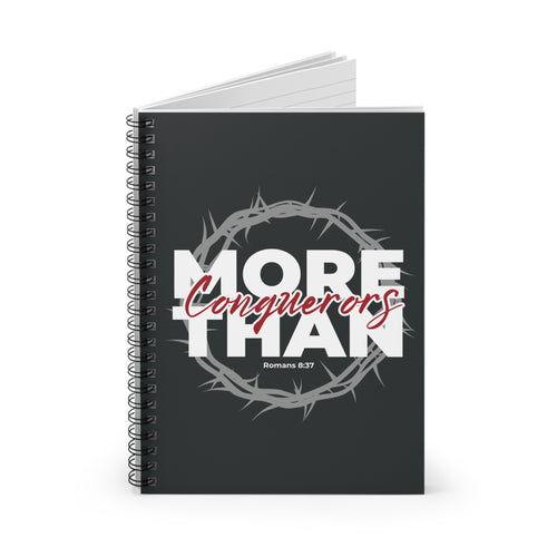"More Than Conquerors" Spiral Notebook — Christian Inspirational Journal (Romans 8:37)