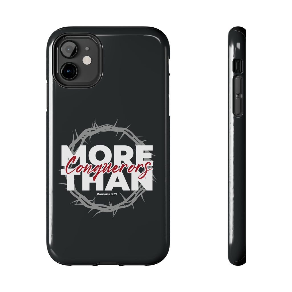 “More Than Conquerors” Phone Case – Romans 8:37 Christian Bible Verse iPhone & Android Case – Faith Accessory