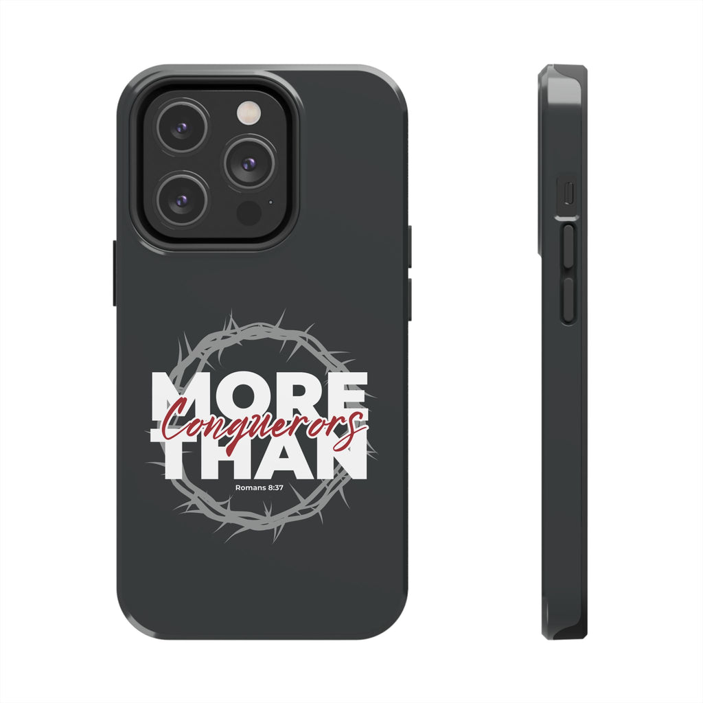 “More Than Conquerors” Phone Case – Romans 8:37 Christian Bible Verse iPhone & Android Case – Faith Accessory