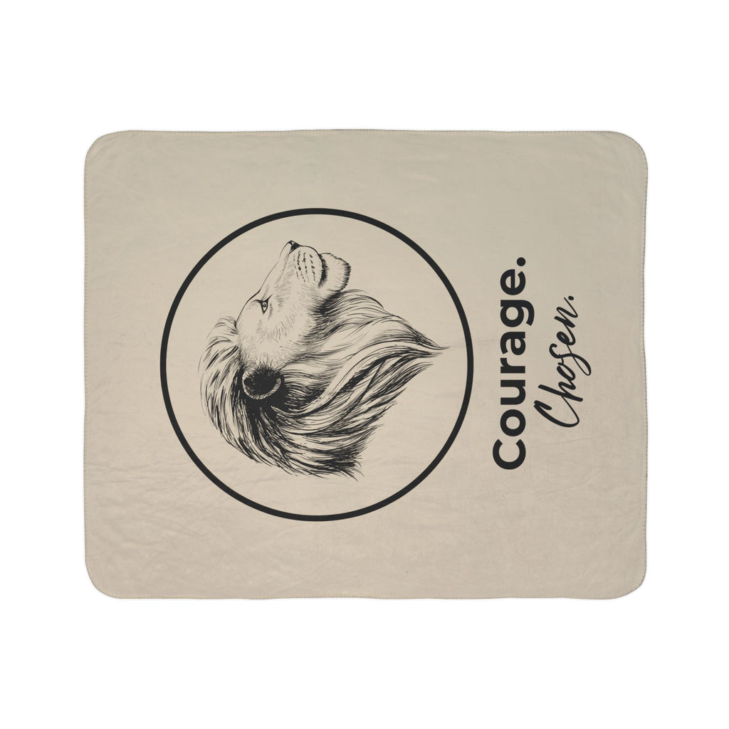 Courage. Chosen. Lion Sherpa Fleece Throw
