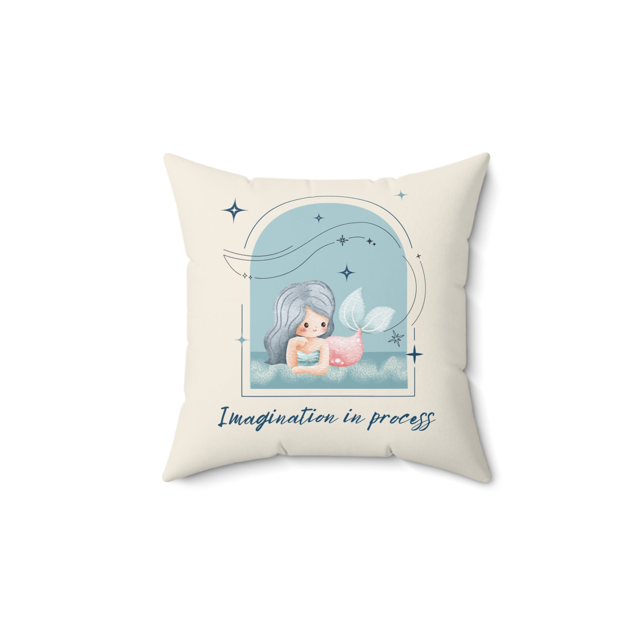 Imagination in Process Mermaid Throw Pillow | Kids Room Decor