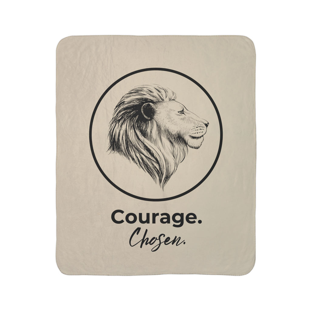 Courage. Chosen. Lion Sherpa Fleece Throw
