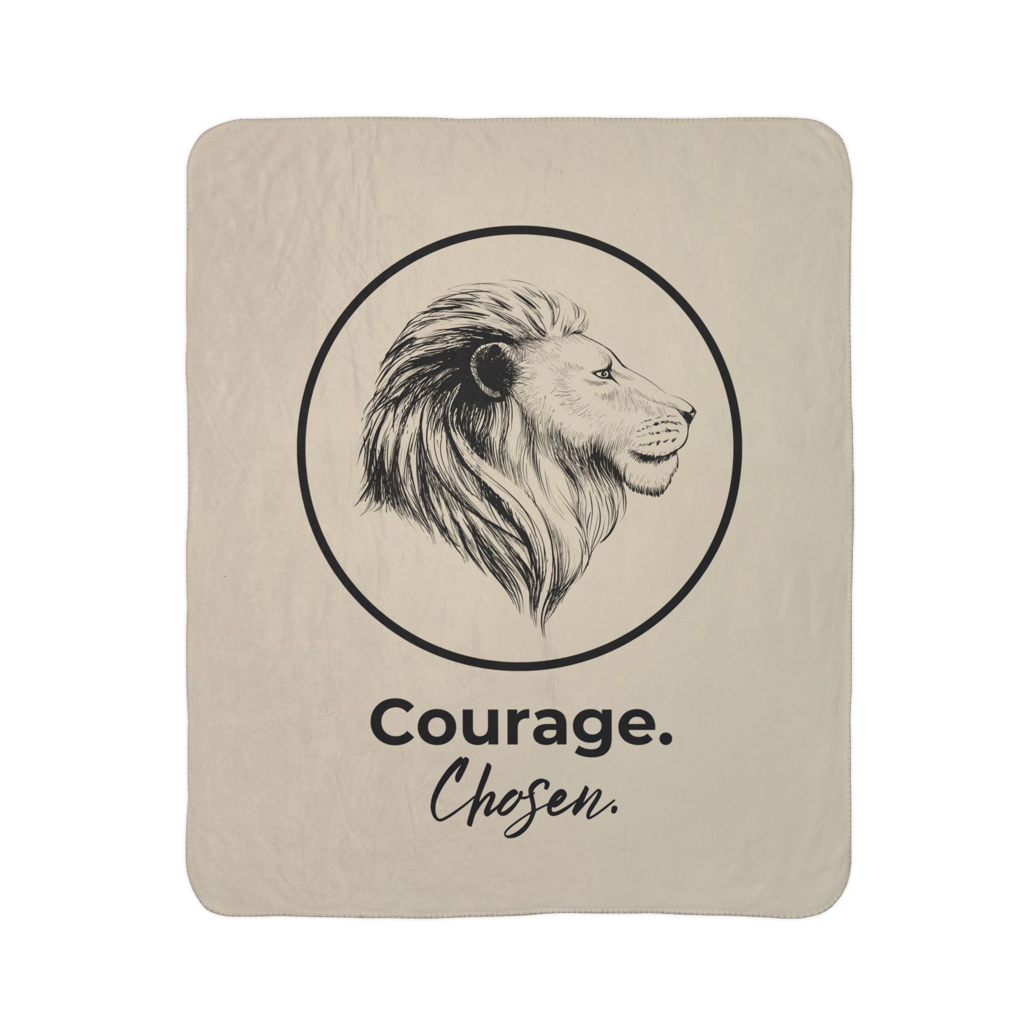 Courage. Chosen. Lion Sherpa Fleece Throw