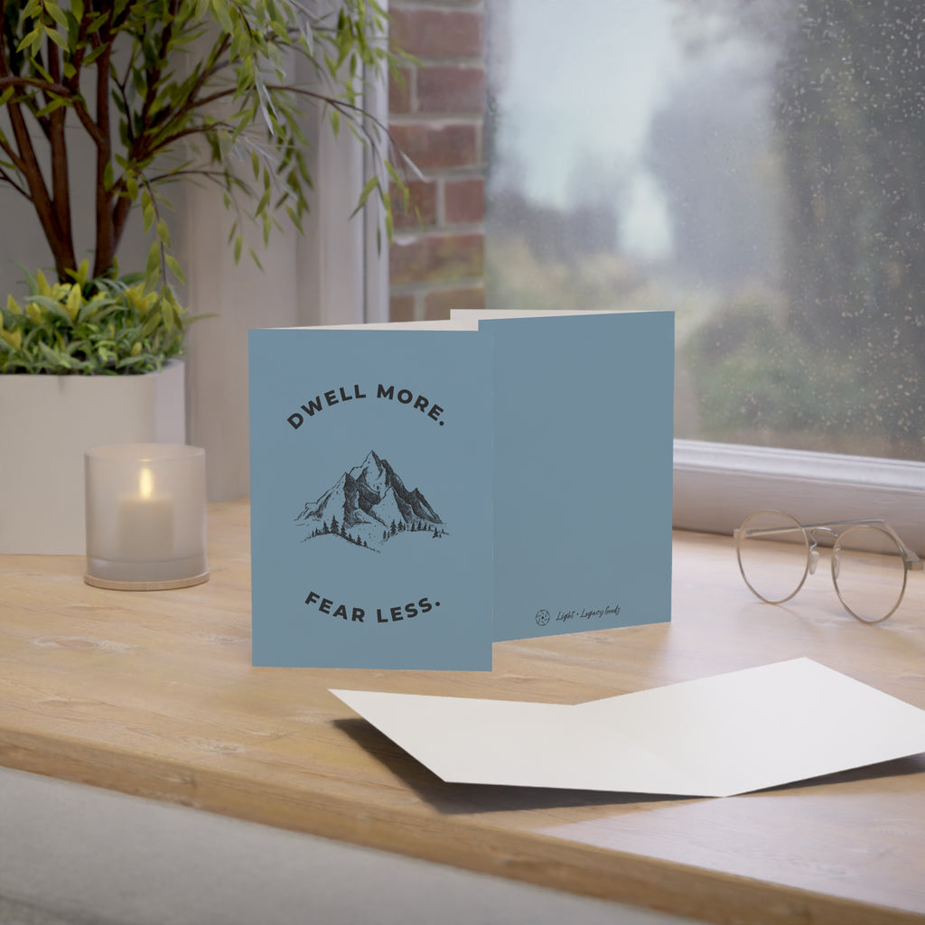 Dwell More Fear Less Mountain Greeting Cards Set | Inspirational Card