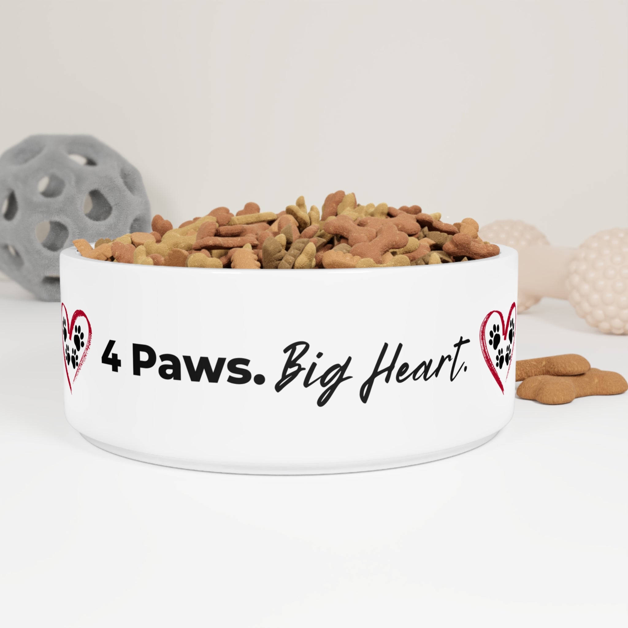 4 Paws. Big Heart. Ceramic Pet Bowl | Food & Water Dish