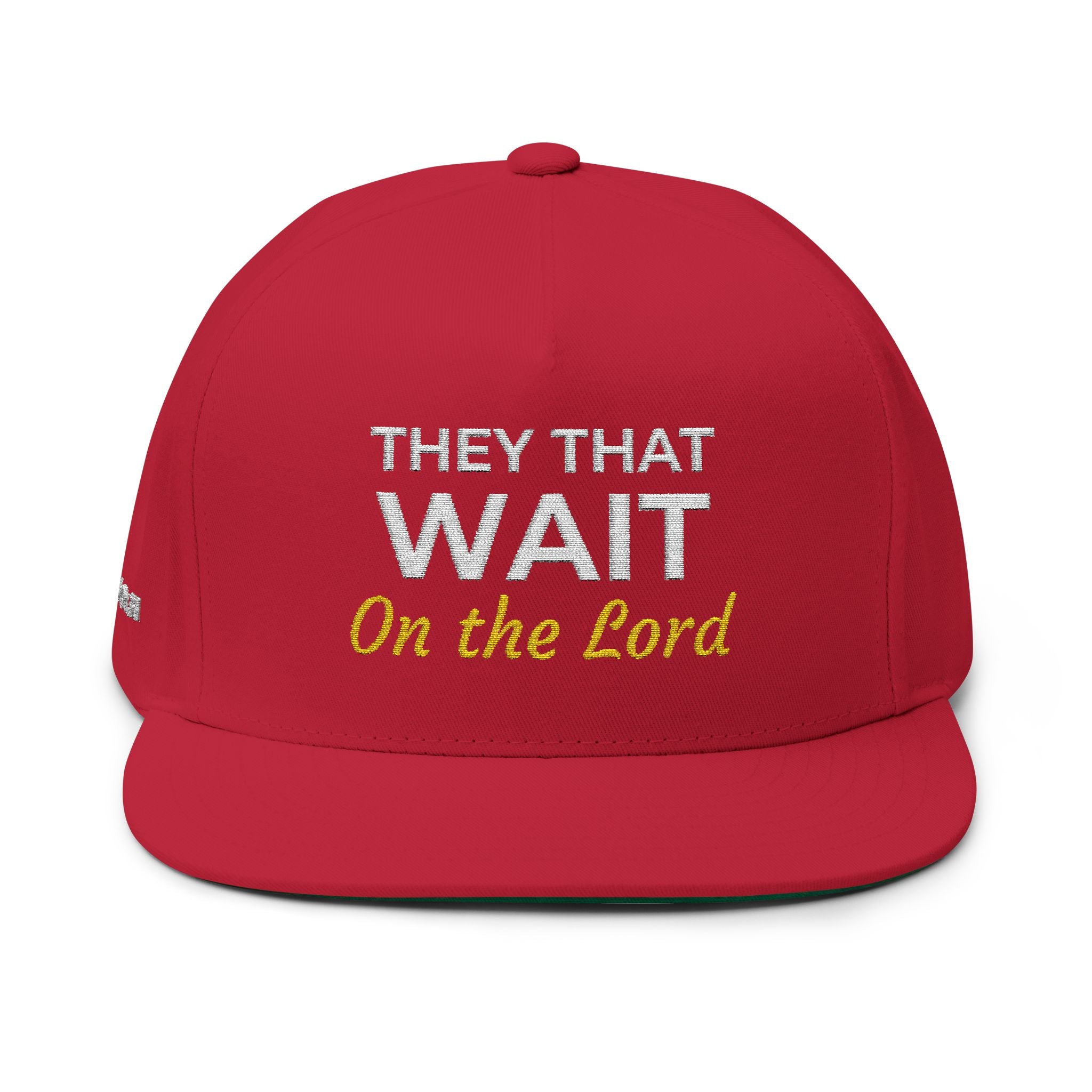 “They That Wait On The Lord” Embroidered Cap –  Isaiah 40:31 Christian Flat Bill Hat – Faith Apparel