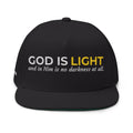 “God Is Light” Embroidered Cap – 1 John 1:5 Christian Flat Bill Hat – Faith Apparel