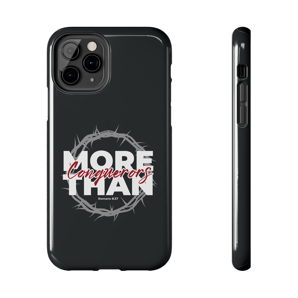“More Than Conquerors” Phone Case – Romans 8:37 Christian Bible Verse iPhone & Android Case – Faith Accessory