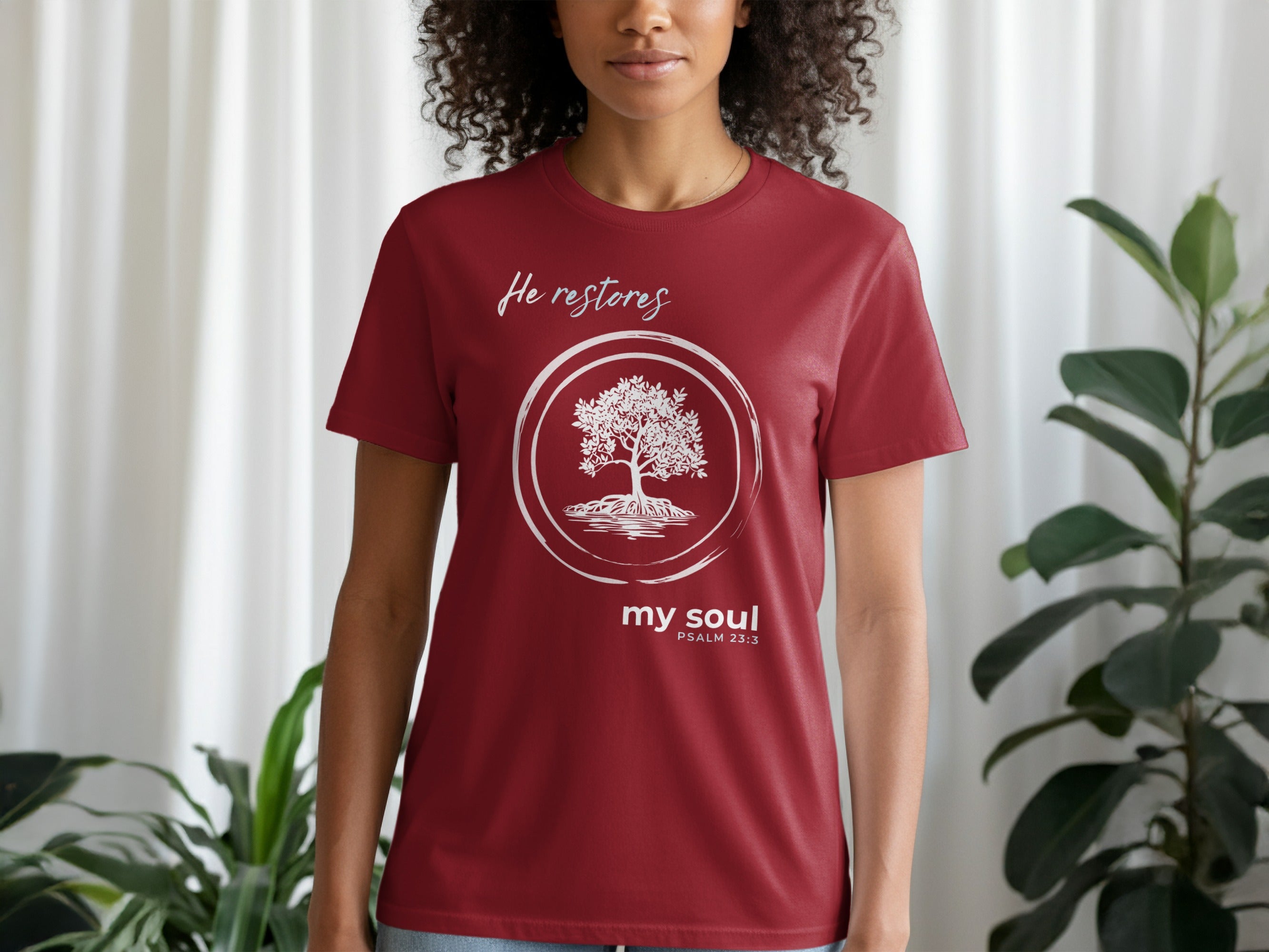 He Restores My Soul Psalm 23:3 Tree Themed Shirt