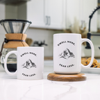 Dwell More Worry Less Mug | Mountain Graphic Ceramic Coffee Cup