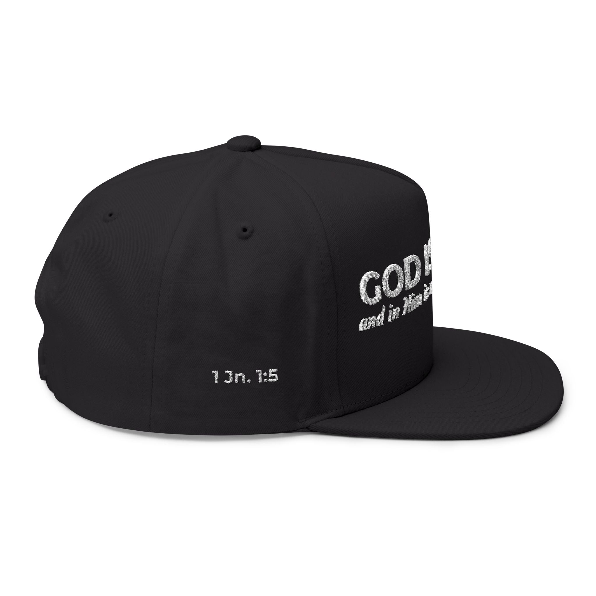 “God Is Light” Embroidered Cap – 1 John 1:5 Christian Flat Bill Hat – Faith Apparel