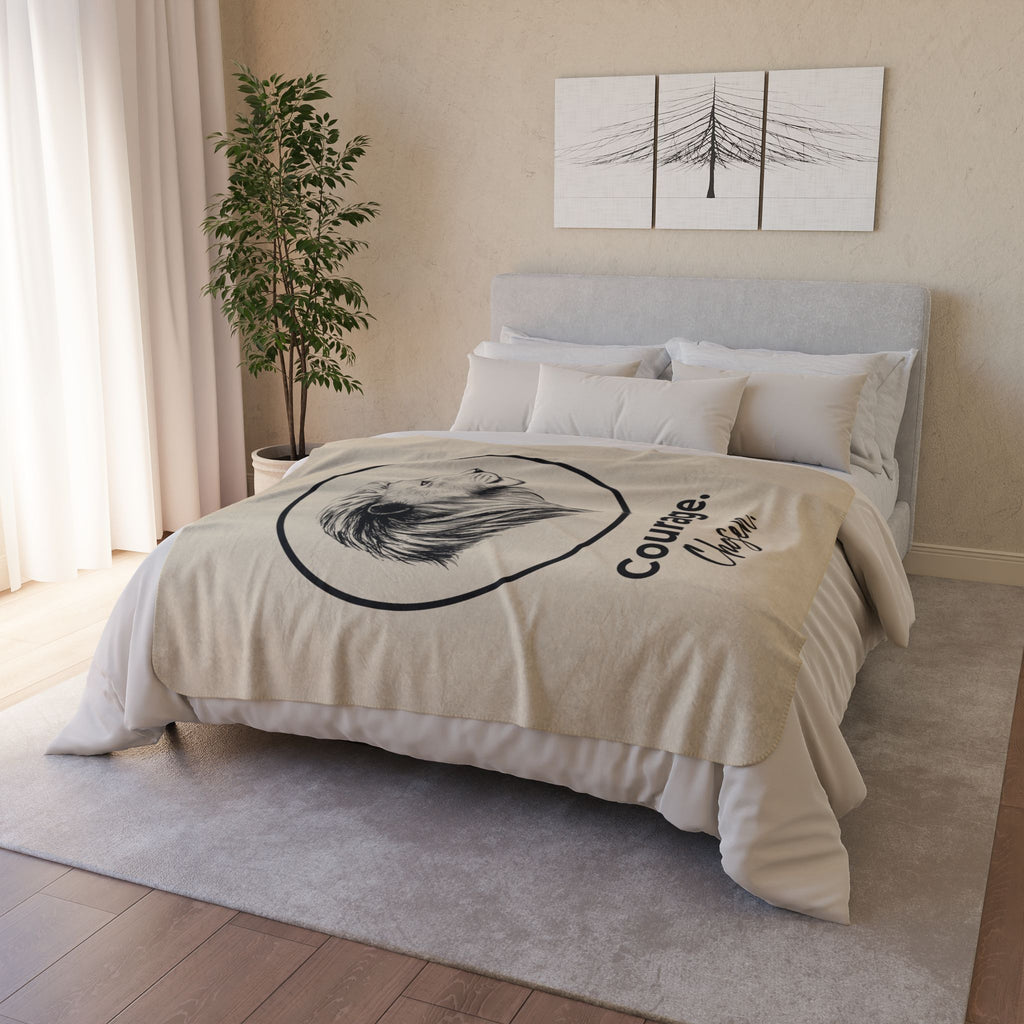 Courage. Chosen. Lion Sherpa Fleece Throw
