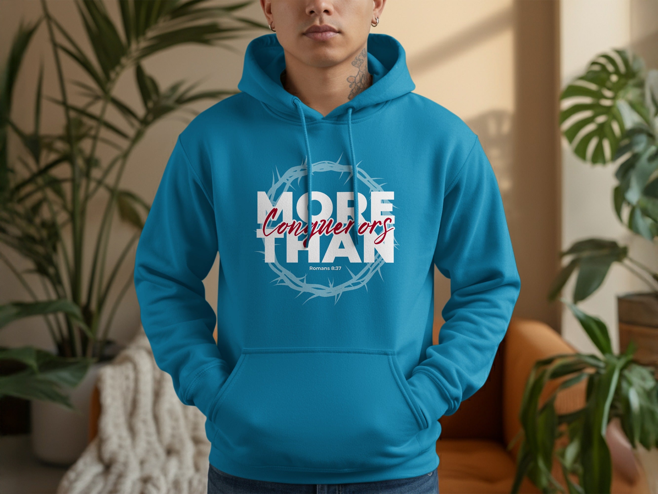 MORE THAN Conquerors Romans 8:37 Crown Thorns Hoodie product type