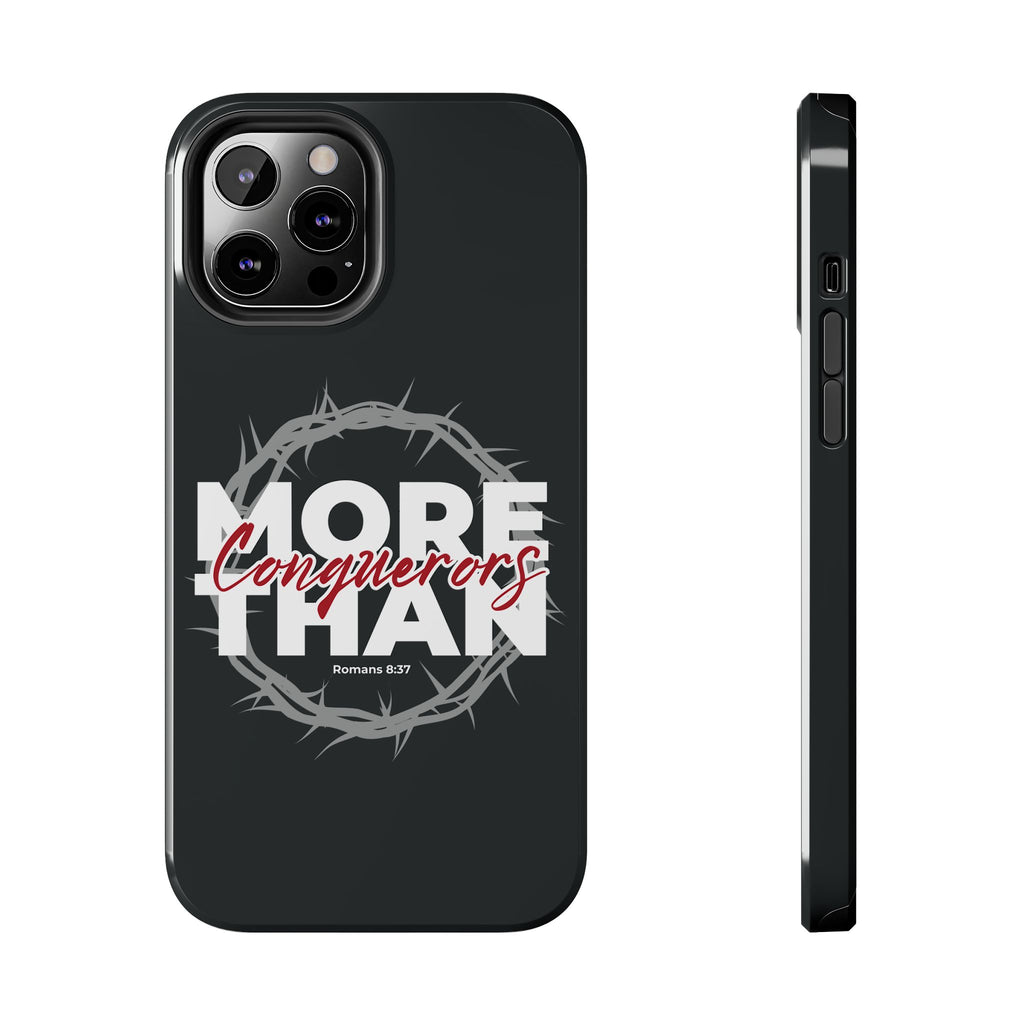 “More Than Conquerors” Phone Case – Romans 8:37 Christian Bible Verse iPhone & Android Case – Faith Accessory