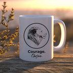 Courage Chosen Ceramic Mug — Portrait Coffee Cup (11oz & 15oz)