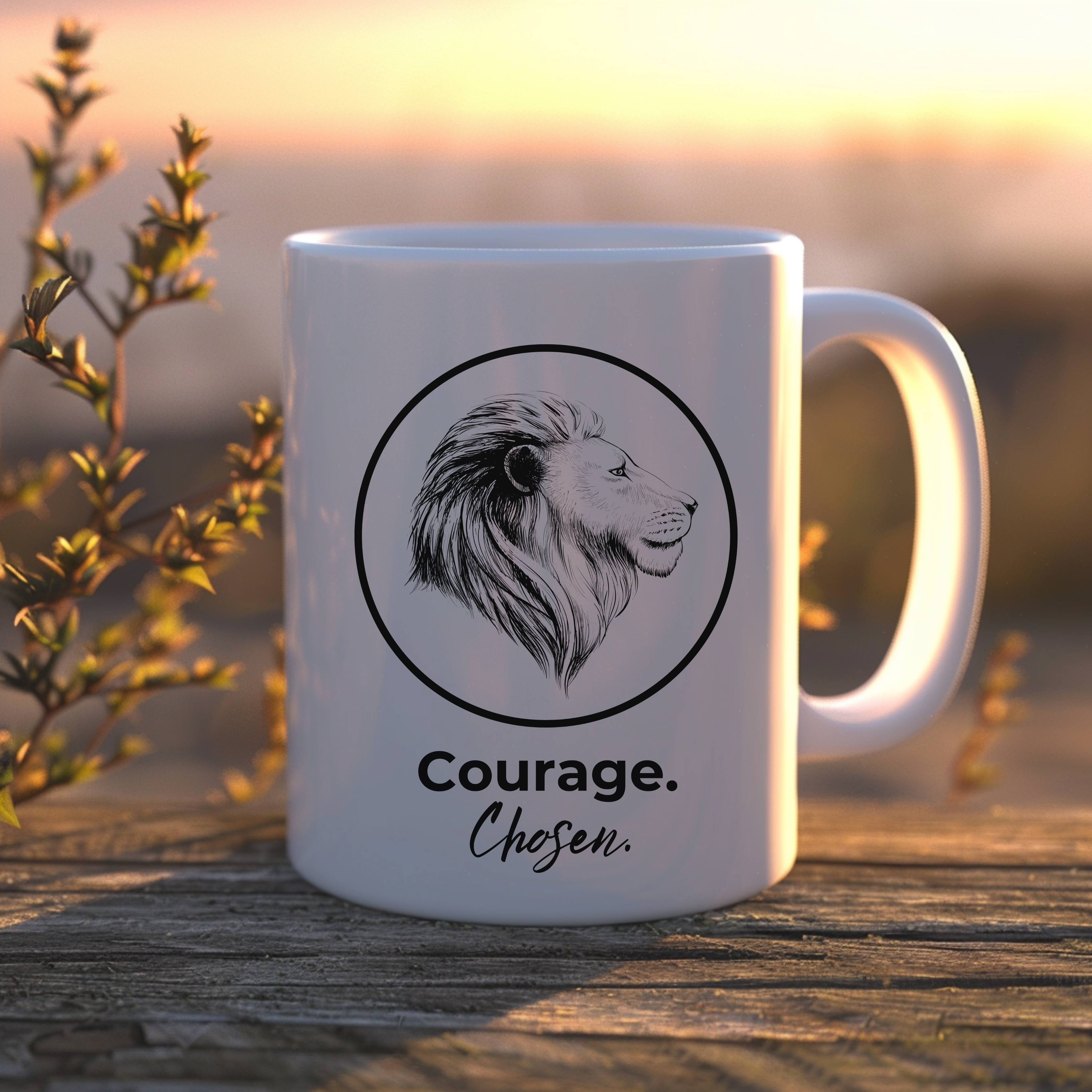 Courage Chosen Ceramic Mug — Portrait Coffee Cup (11oz & 15oz)