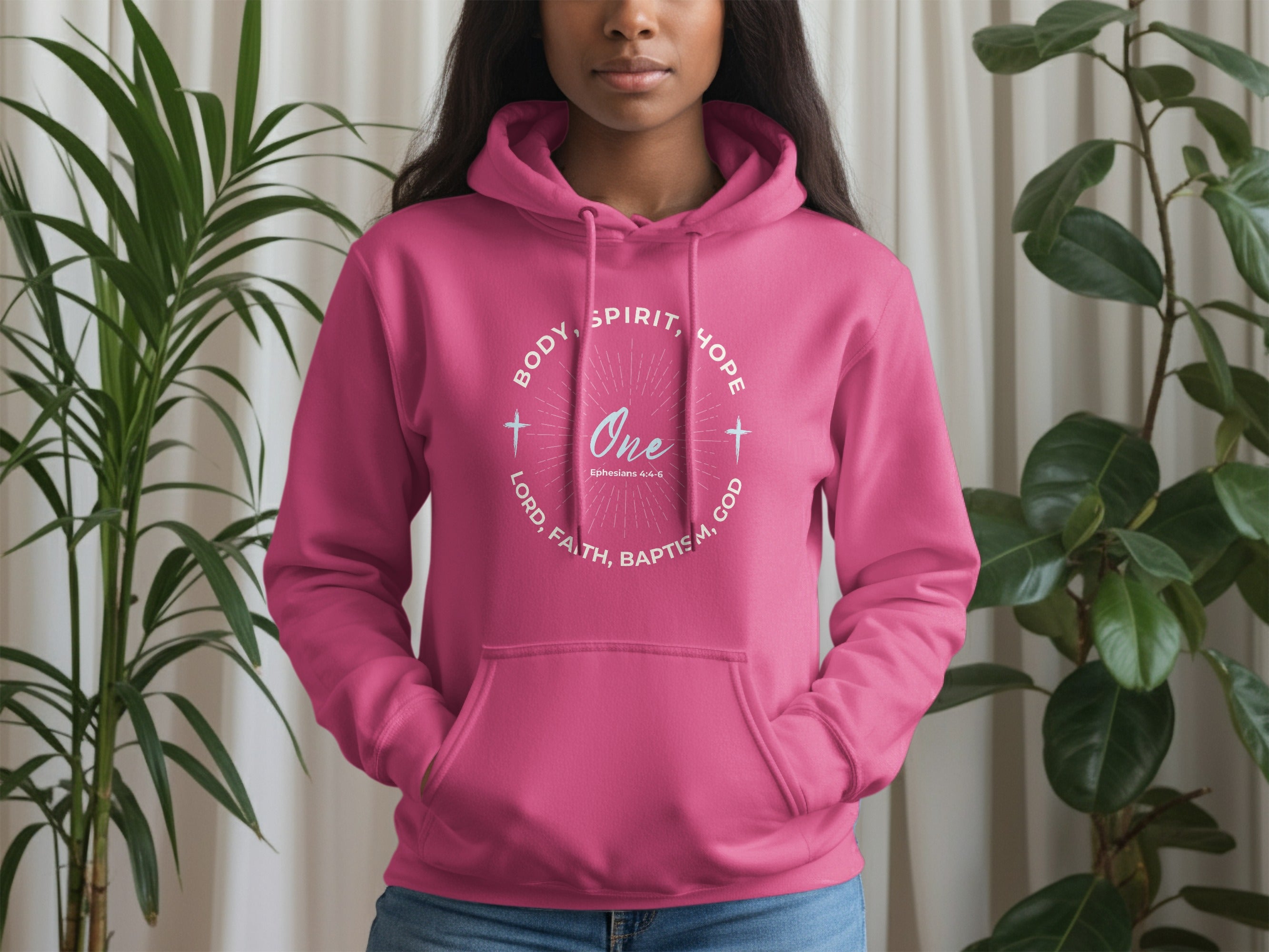 Pink BODY SPIRIT HOPE FAITH GOD One Hoodie product type