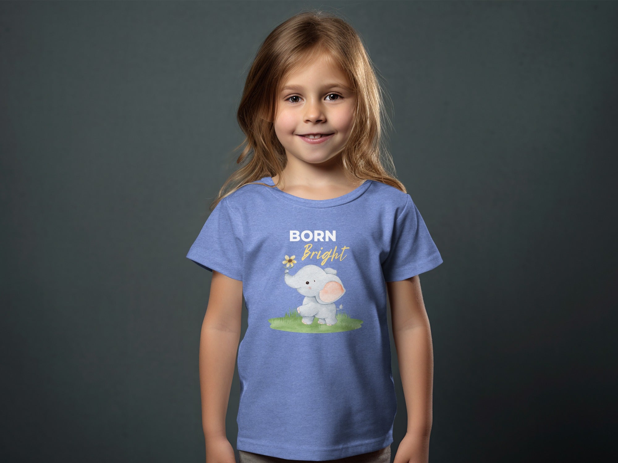 Born Bright Elephant Kid's T-shirt with Cute Design