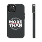 “More Than Conquerors” Phone Case – Romans 8:37 Christian Bible Verse iPhone & Android Case – Faith Accessory