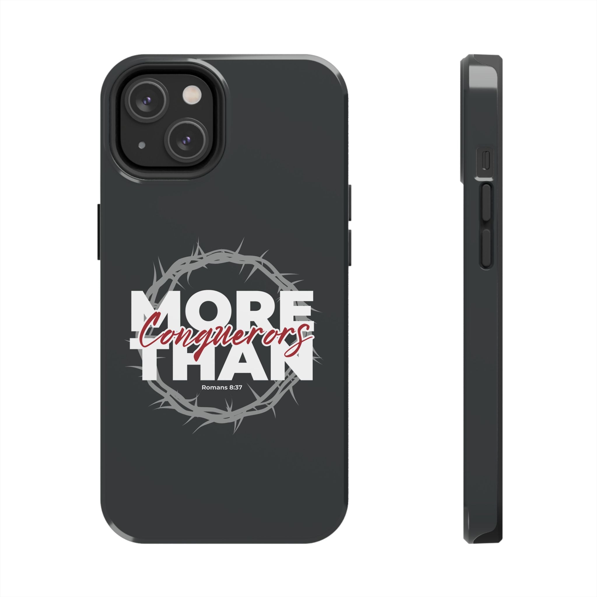 “More Than Conquerors” Phone Case – Romans 8:37 Christian Bible Verse iPhone & Android Case – Faith Accessory