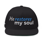 “He Restores My Soul” Embroidered Cap –  Psalm 23:3 Christian Flat Bill Hat – Faith Apparel
