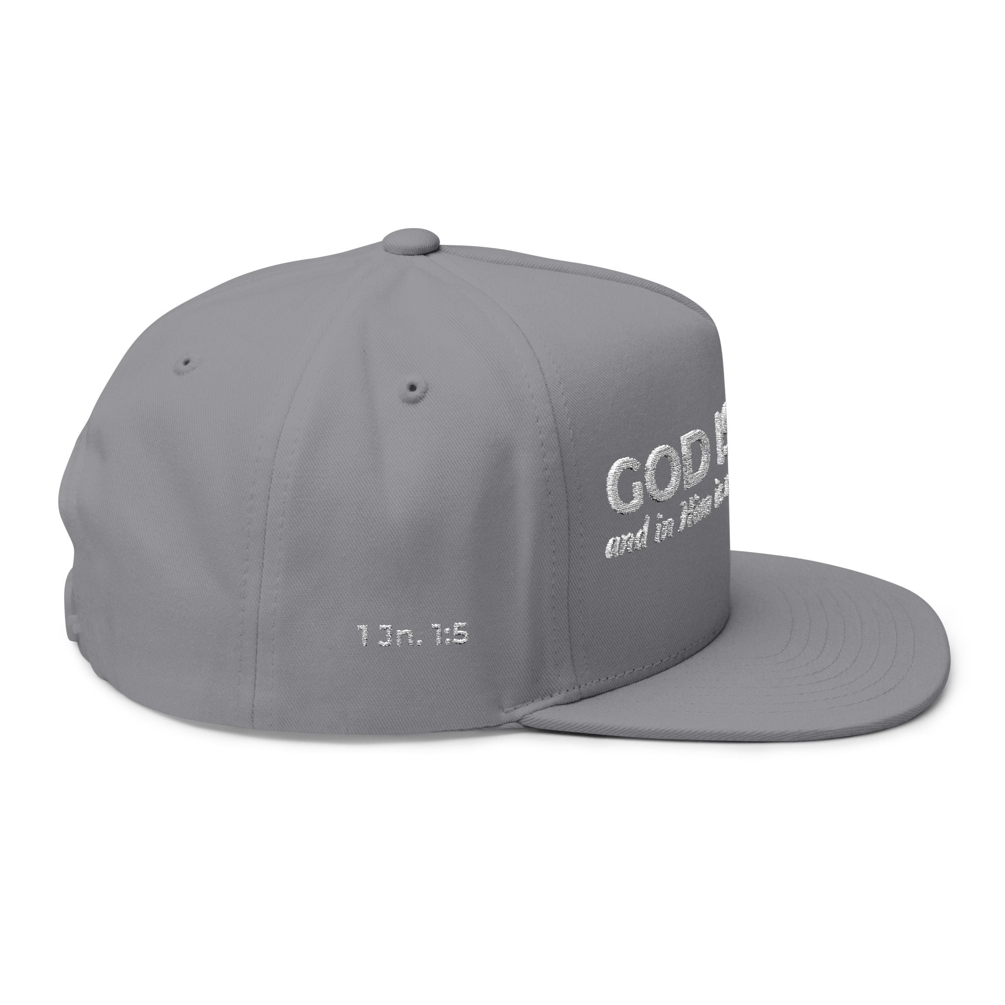 “God Is Light” Embroidered Cap – 1 John 1:5 Christian Flat Bill Hat – Faith Apparel