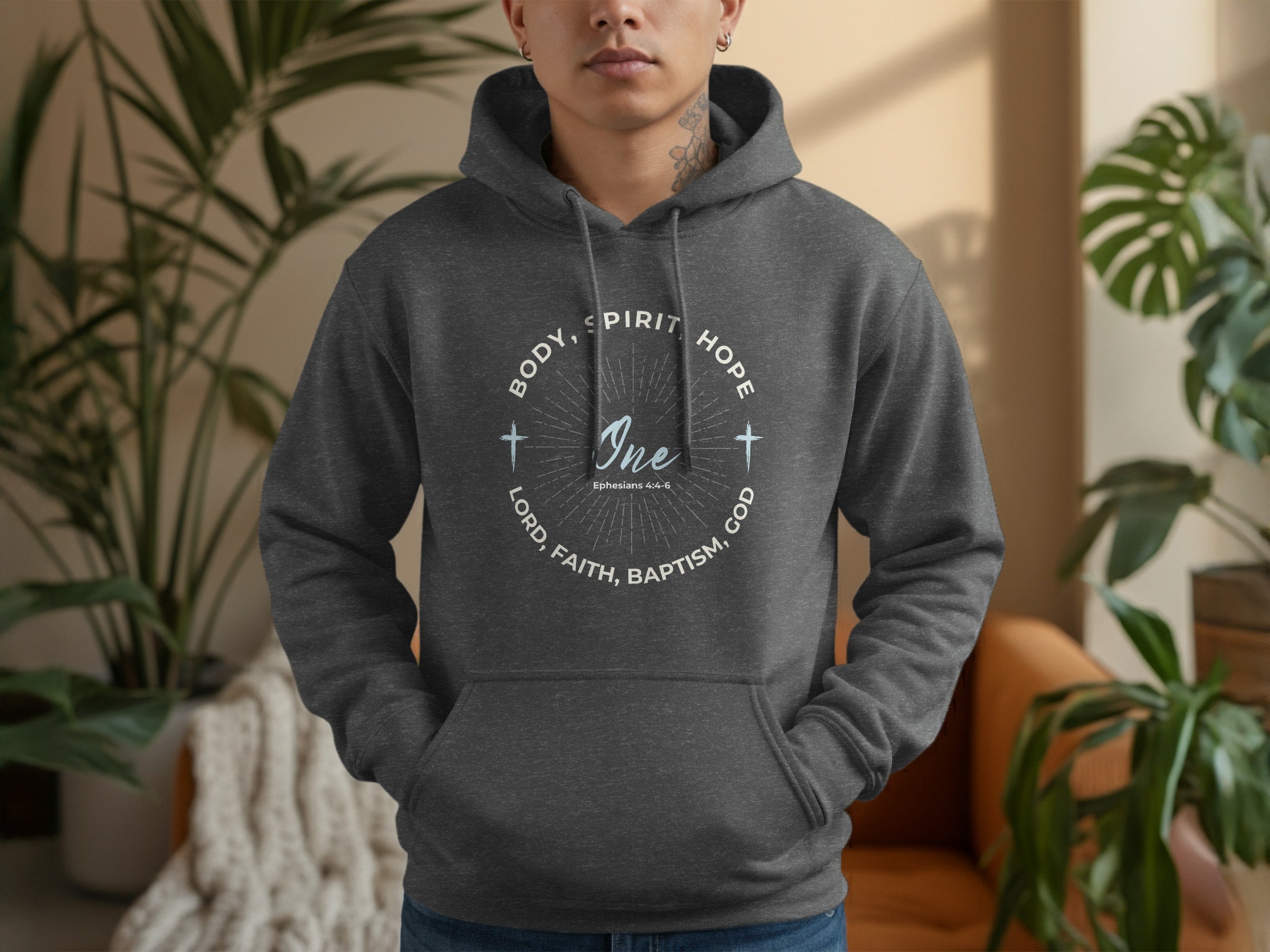 One Ephesians 4:4-6 Spiritual Message Hoodie product type

Hoodie
Hooded Sweatshirt
Pullover
Spiritual
Religious
Christian
Faith
Hope
Lord
God
Baptism
Ephesians 4 4 6
Scripture
Bible Verse
Cross Design
One Unity
Dark Grey
Heather Gray
Graphic Hoodie
Unisex Hoodie