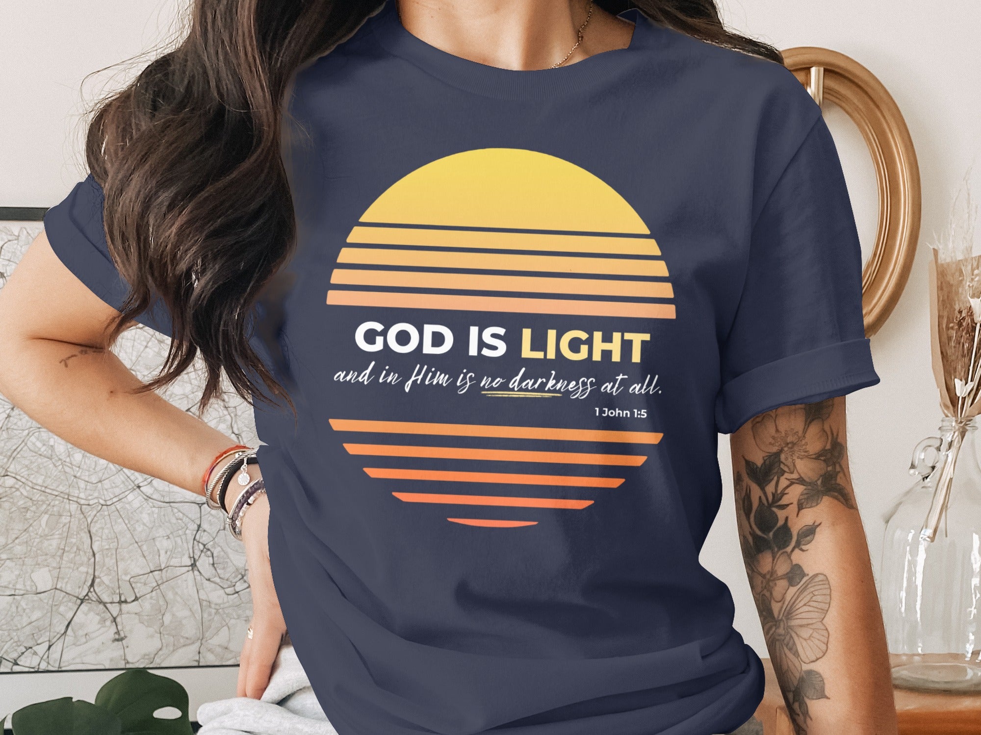 God Is Light Christian Quote Graphic T-Shirt
