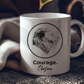 Courage Chosen Ceramic Mug — Portrait Coffee Cup (11oz & 15oz)