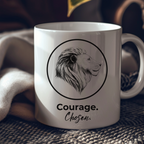 Courage Chosen Ceramic Mug — Portrait Coffee Cup (11oz & 15oz)