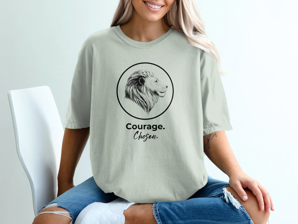 Courage Chosen Lion Graphic Tee Inspirational Shirt