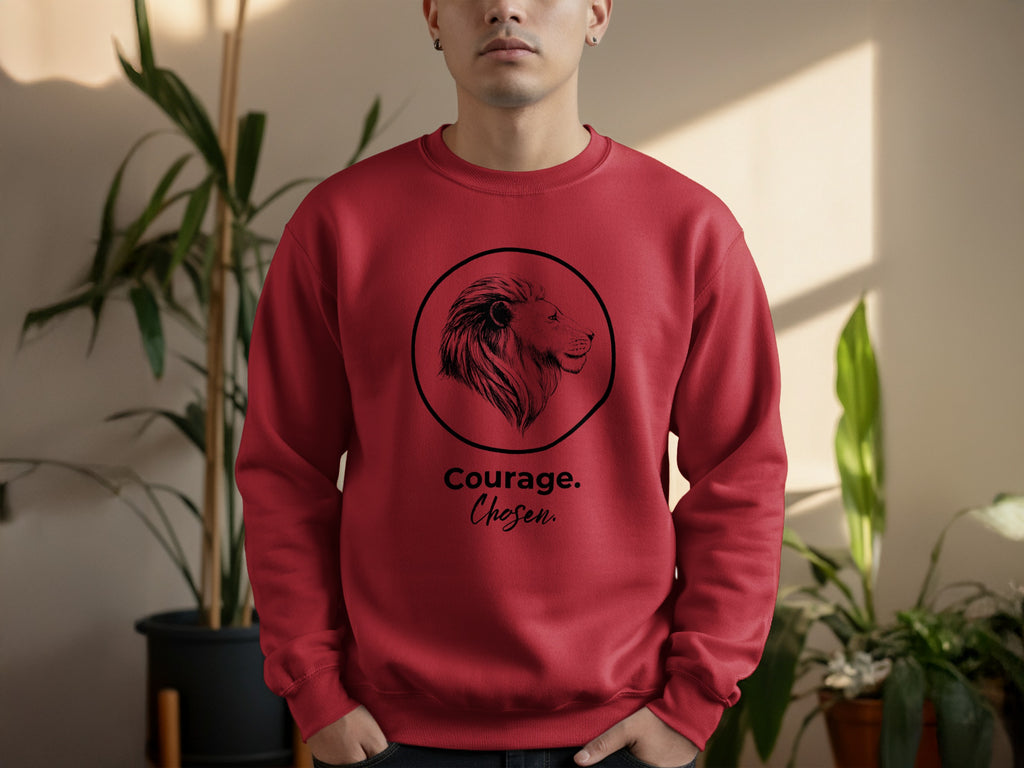 Courage Chosen Lion Graphic Sweatshirt for Inspiration