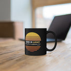“God Is Light” Christian Coffee Mug – 1 John 1:5 Bible Verse Mug – Retro Sunset Faith Mug (11oz / 15oz)