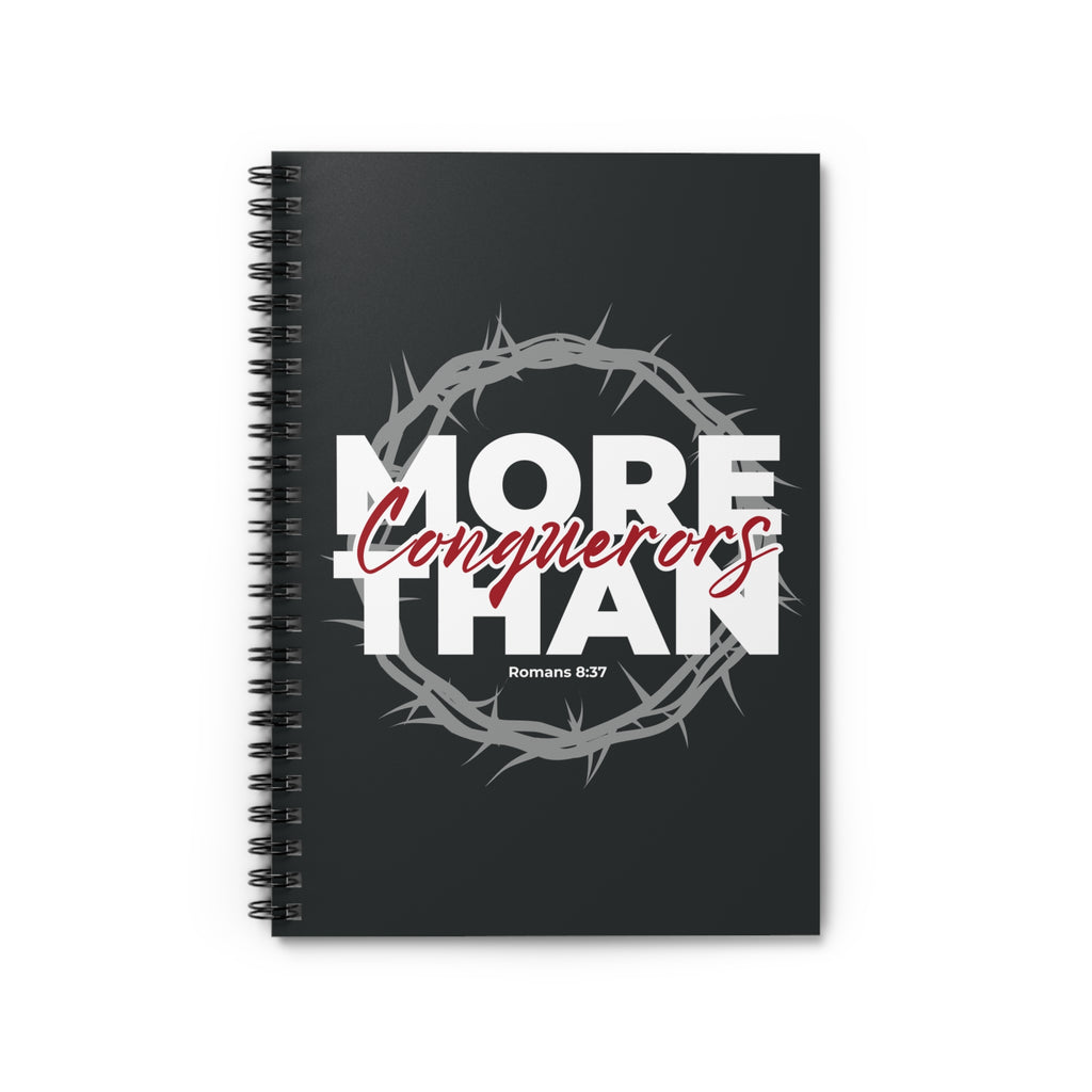 "More Than Conquerors" Spiral Notebook — Christian Inspirational Journal (Romans 8:37)