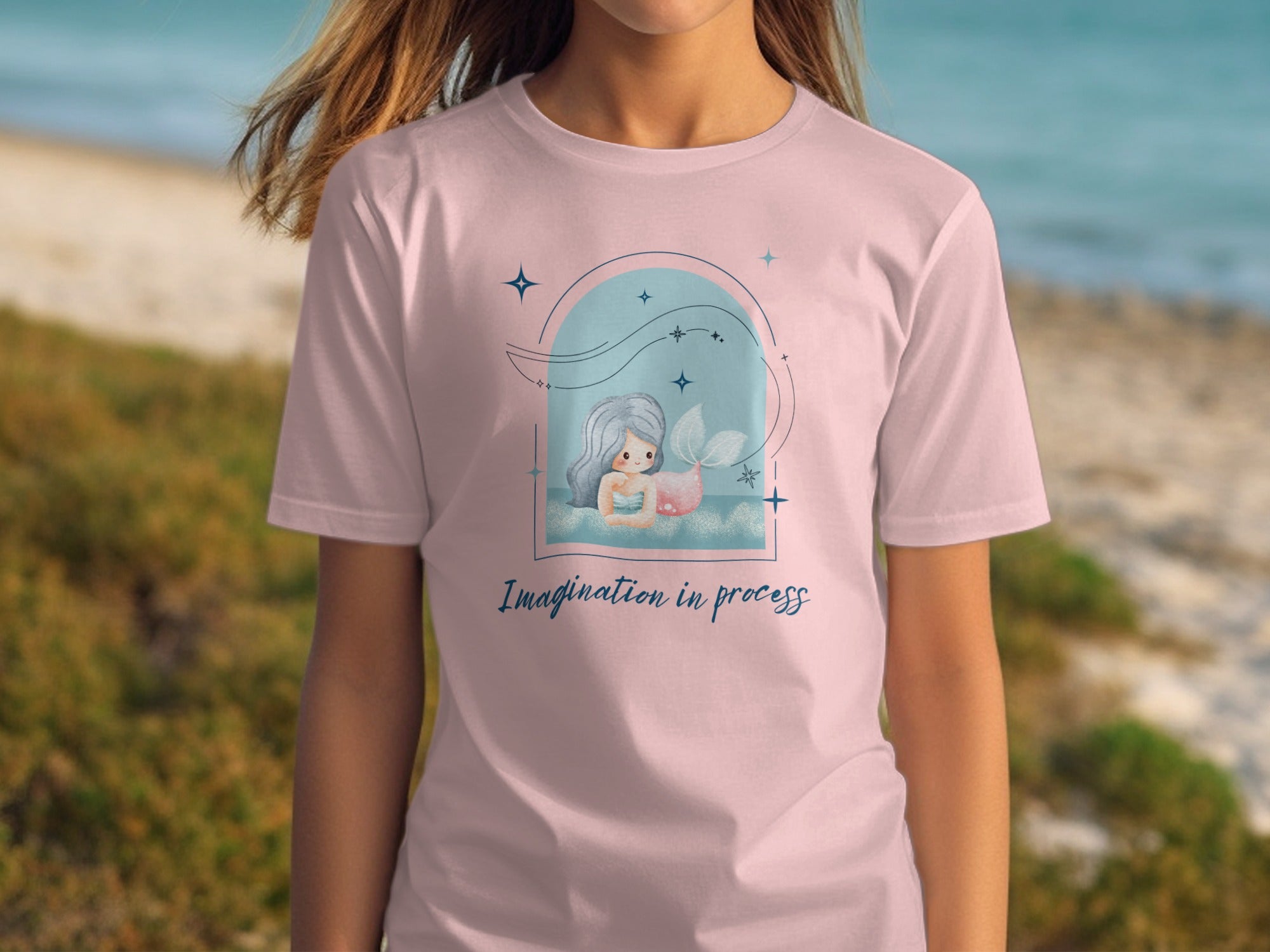Imagination in Process Cute Mermaid Graphic T-Shirt