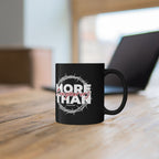 “More Than Conquerors” Christian Coffee Mug – Romans 8:37 Bible Verse Mug –  Faith Scripture Mug (11oz / 15oz)