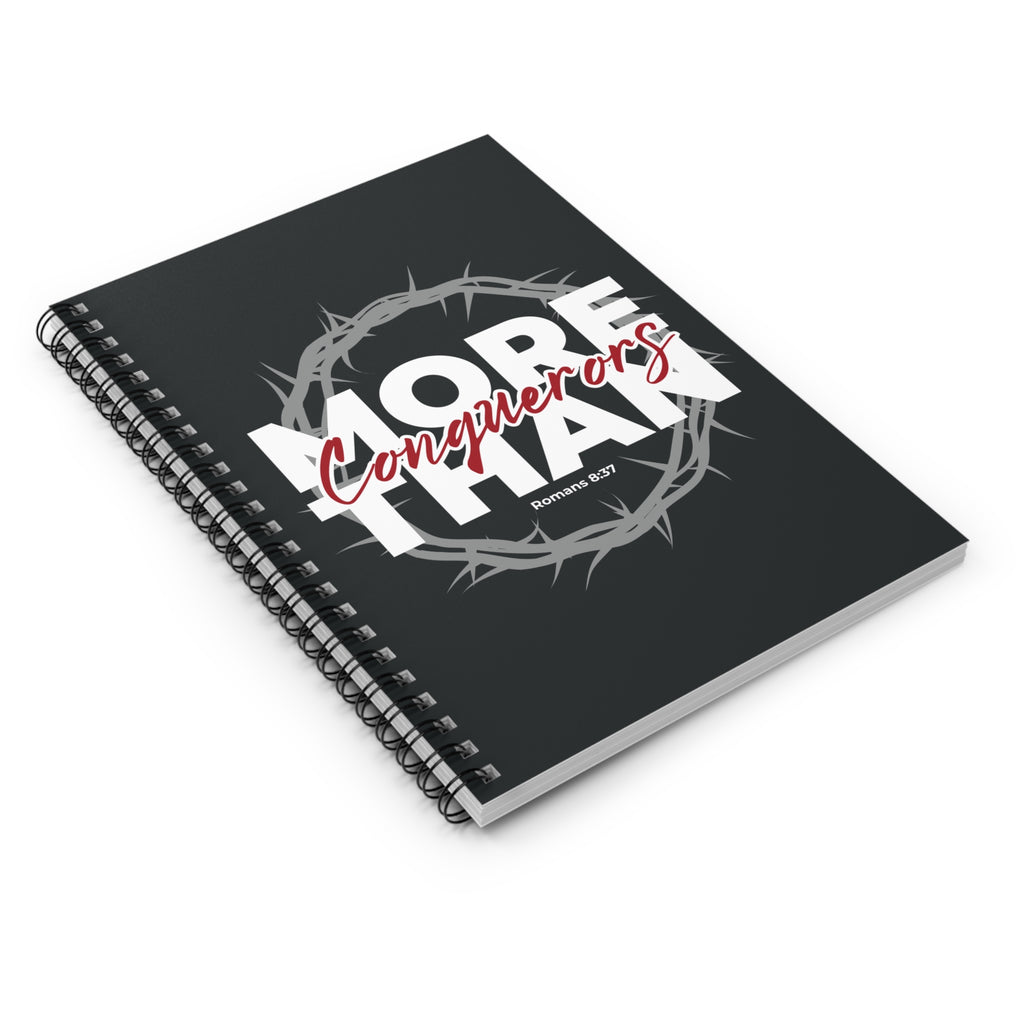 "More Than Conquerors" Spiral Notebook — Christian Inspirational Journal (Romans 8:37)