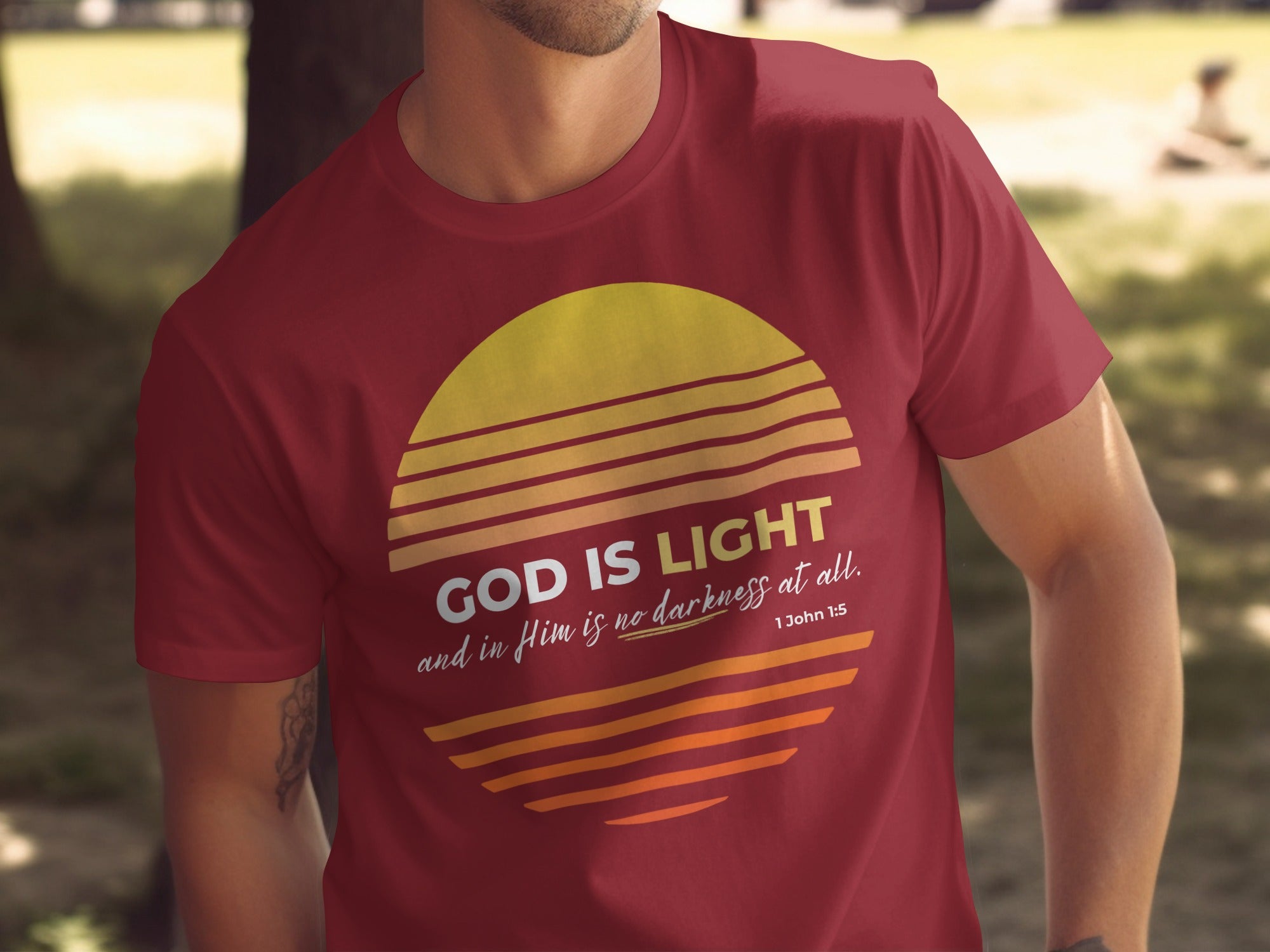 Inspirational God is Light John 1:5 Verse T-shirt