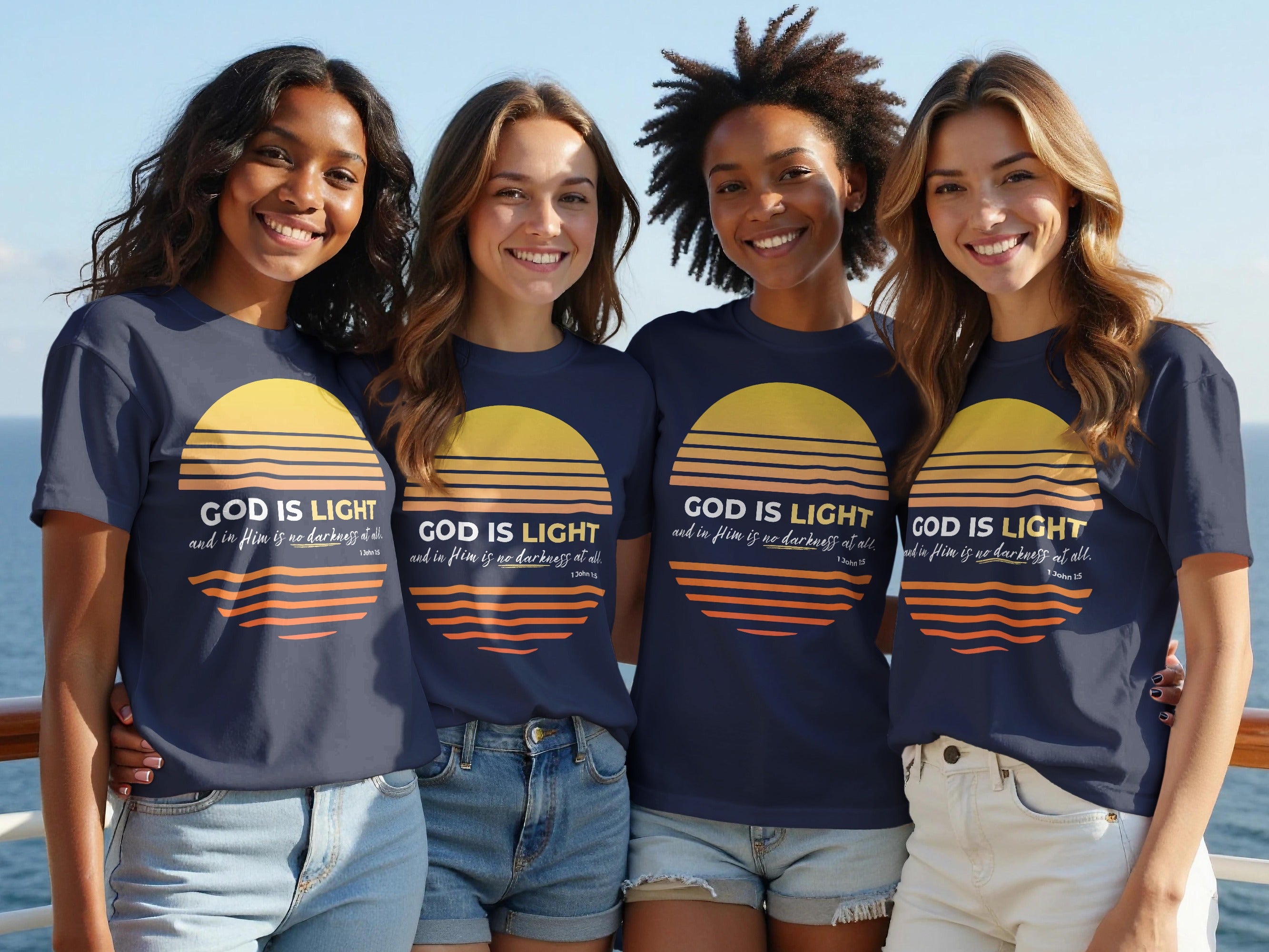 God Is Light Inspirational Graphic Tee Shirt
