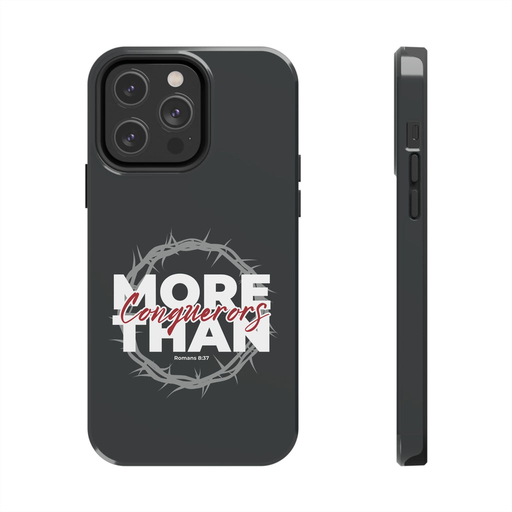 “More Than Conquerors” Phone Case – Romans 8:37 Christian Bible Verse iPhone & Android Case – Faith Accessory