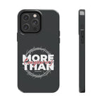 “More Than Conquerors” Phone Case – Romans 8:37 Christian Bible Verse iPhone & Android Case – Faith Accessory
