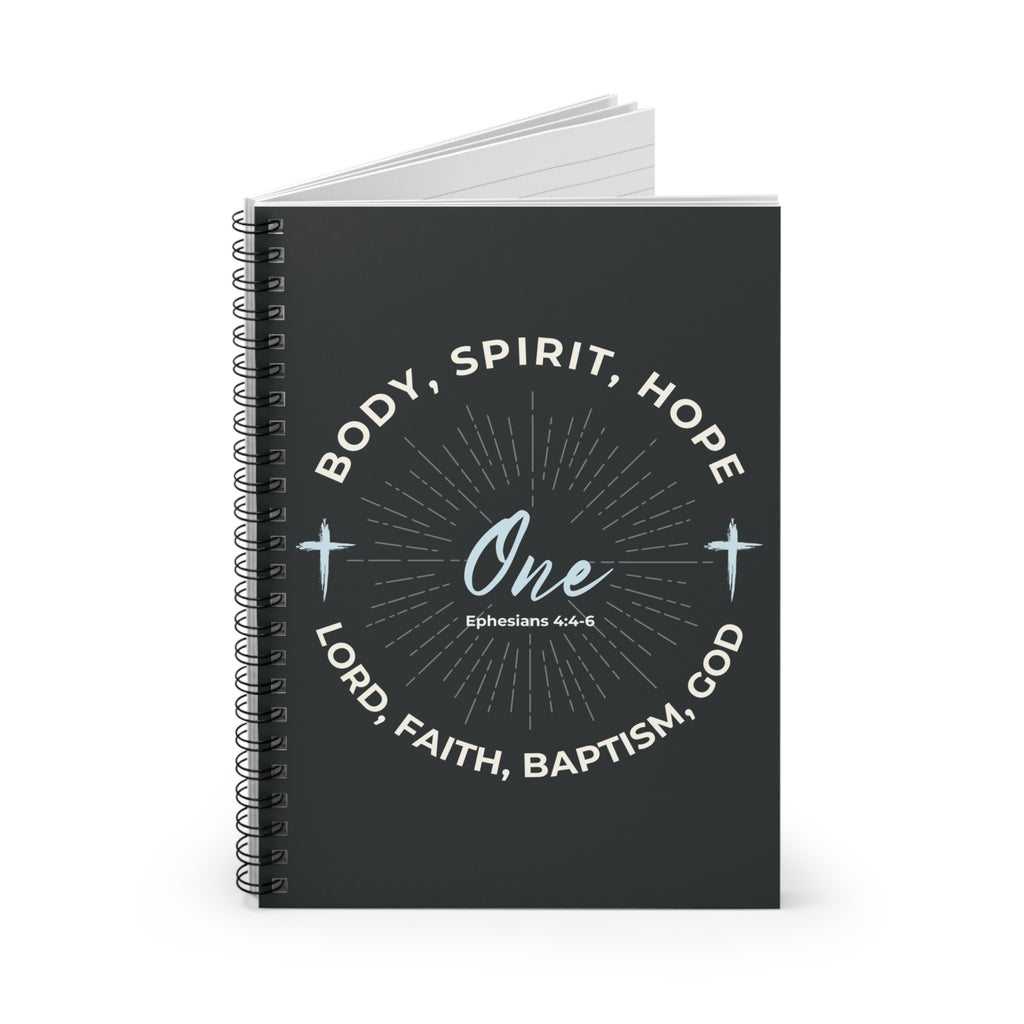 “One" Unity Spiral Notebook –  Ephesians 4:4–6 Christian Bible Verse Journal – Faith Notes