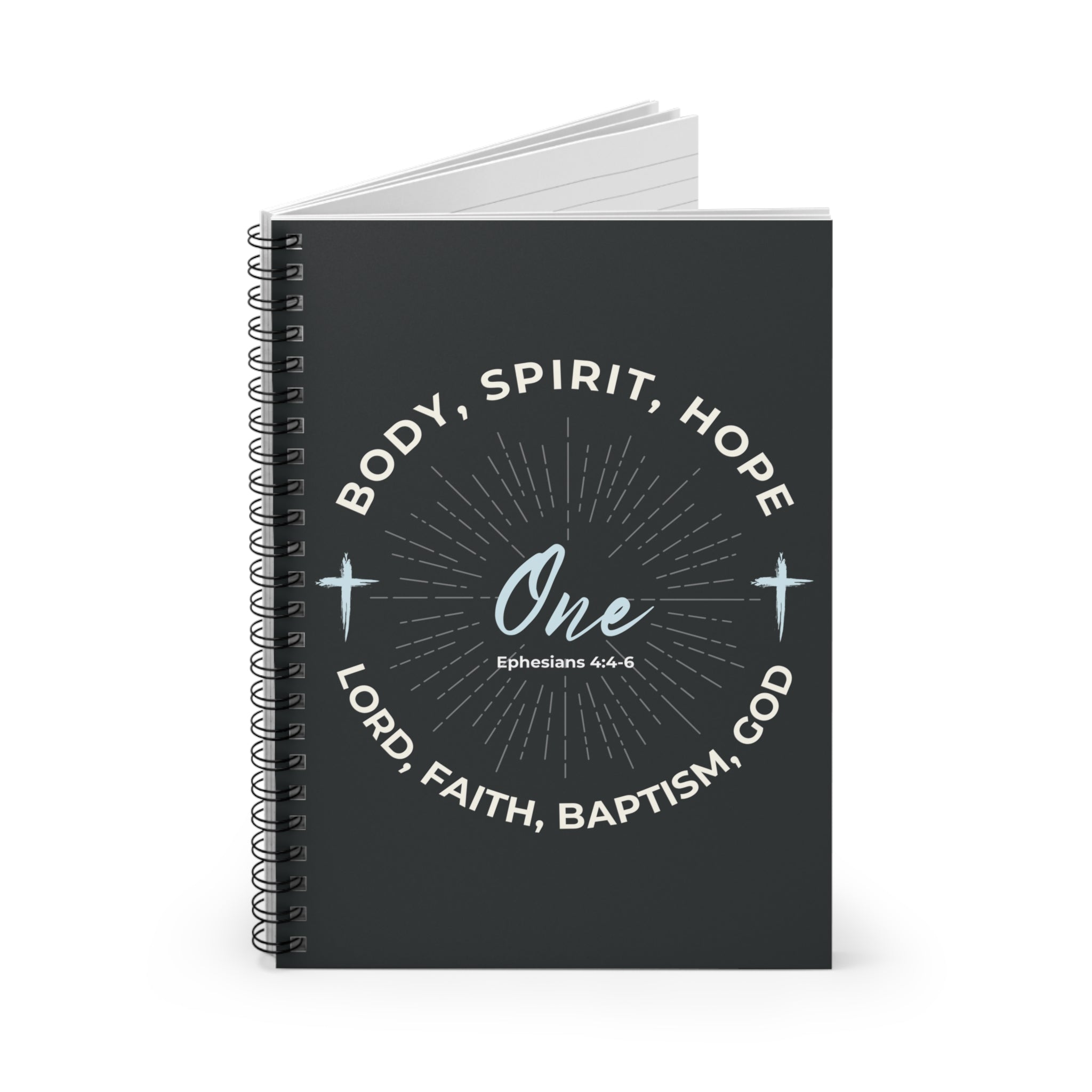 “One" Unity Spiral Notebook –  Ephesians 4:4–6 Christian Bible Verse Journal – Faith Notes