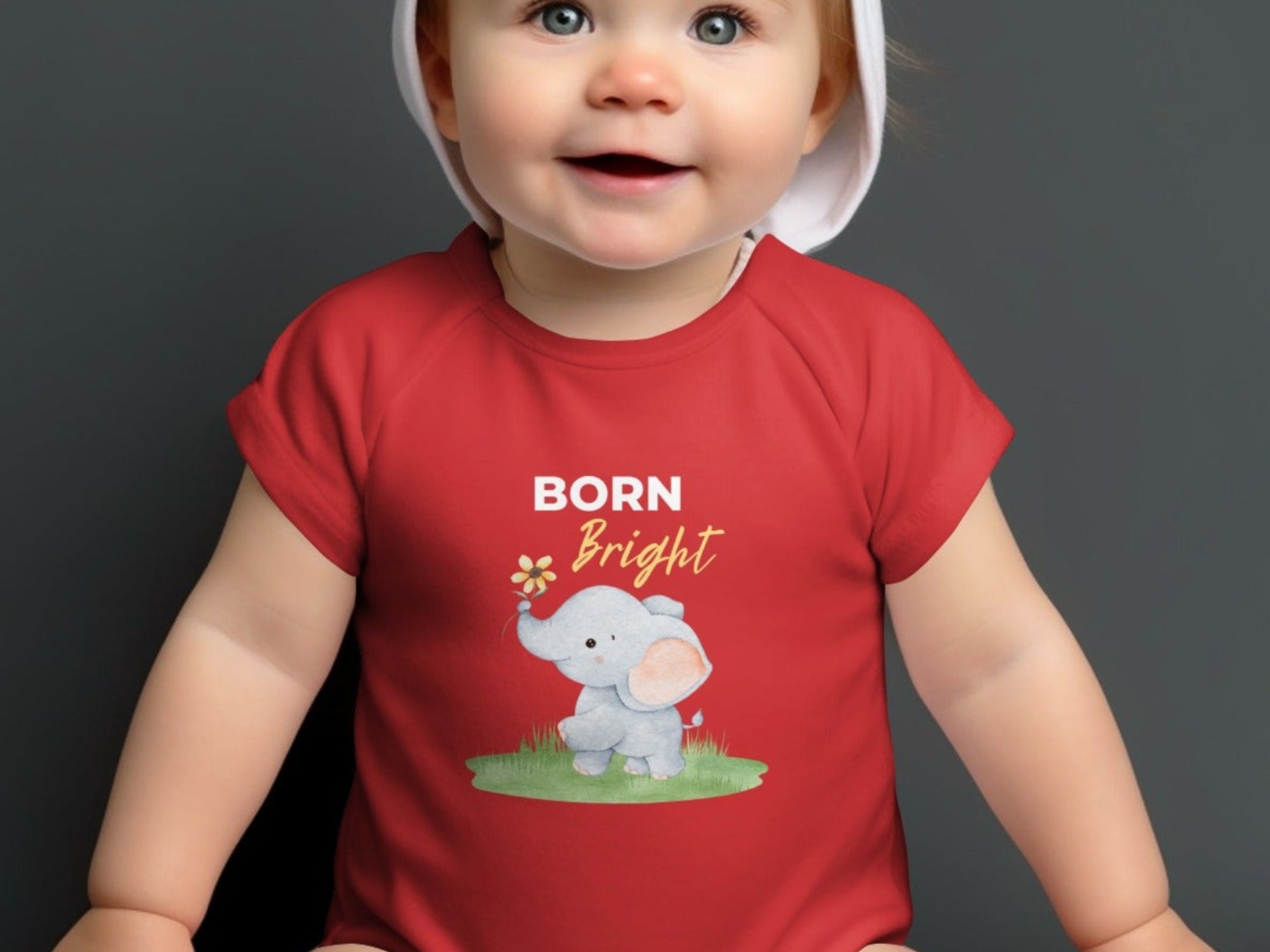Born Bright Elephant Graphic Onesie Baby Clothing