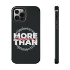 “More Than Conquerors” Phone Case – Romans 8:37 Christian Bible Verse iPhone & Android Case – Faith Accessory