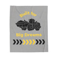 Built for Big Dreams Construction Truck Kids Plush Blanket | Velveteen Cozy Throw