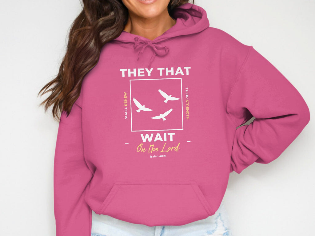 THEY THAT SHALL RENEW THEIR STRENGTH WAIT On the Lord product type
Pink Hoodie
Christian Apparel
Faith Clothing
Scripture Quote
Isaiah 4031
Religious Gift
Bible Verse
Inspirational Message
Hope Design
Renew Strength
Eagle Birds Graphic
Godly Message
Spiritual Comfort
Devotional Faith
Women Hoodie
Lord Scripture
Divine Inspiration
Christian Fashion
Praise God
Hoodie Design